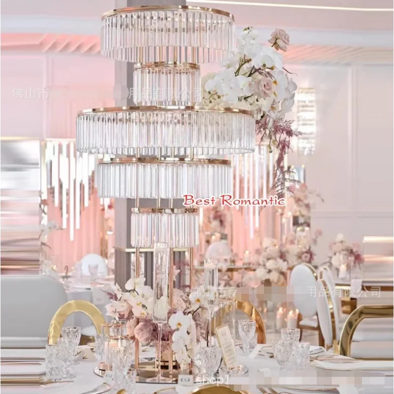 custom.Iron Flower Rack Gold Arch Stand Road Lead 39 Inch Acrylic Wedding Centerpiece Flower Rack Event Party Deco