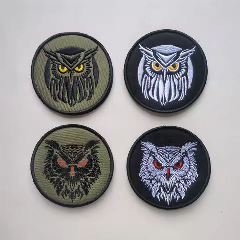 Funny owl Patches Tactical Patch Morale Night Hunter Hook&amp;Loop Armband for Trucker Hats Clothes Backpack DIY