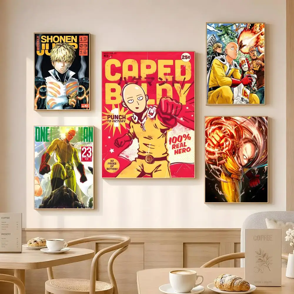 Anime One-Punch Man Poster Poster Self-adhesive Art Waterproof Paper Sticker Coffee House Bar Room Wall Decor