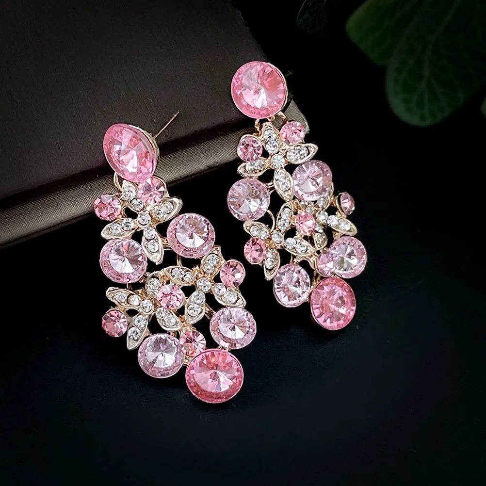 

1Set Women Rhinestones Necklace Earring Set Elegant Wedding Jewelry Party Charm Gift Wedding Necklace Decorative Earring