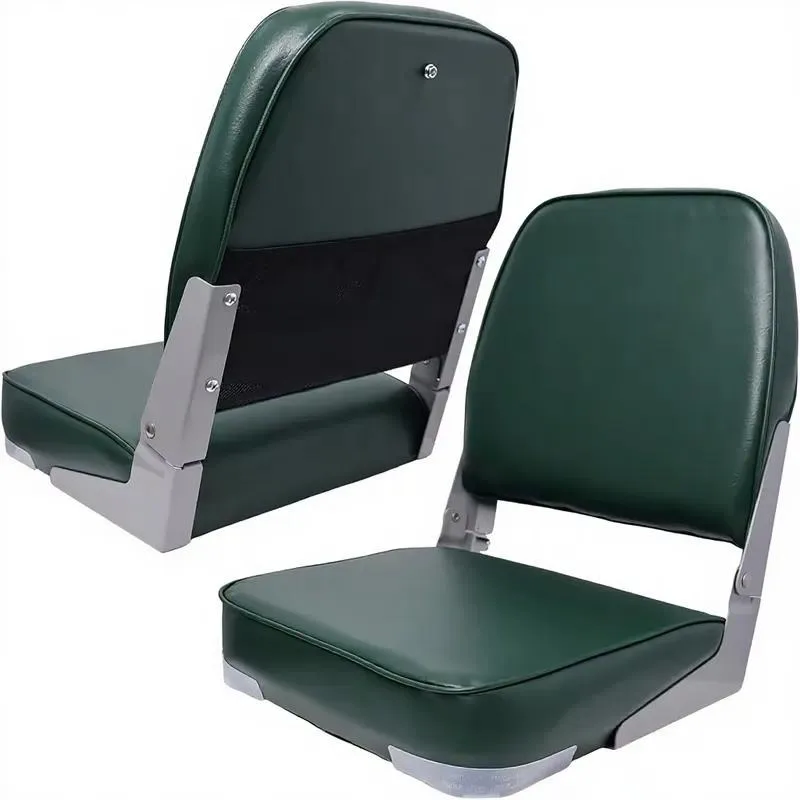 Aluminum Folding Low Back Boat Chair 2 Pack with Storage Bag Green