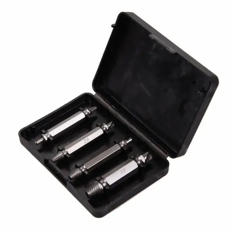 4PC Damaged Screw Extractor Drill Bits Double-Headed Damaged Screw Extractor Set Bolt Bits Guide Tool Remover Tools