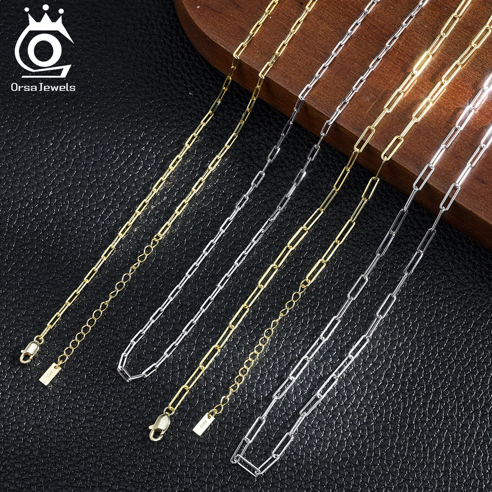

Ожерелье-цепочка ORSA JEWELS из стерлингового серебра 925 пробы в форме скрепки для мальчиков и девочек, простая цепочка-скрепка для самостоятельного изготовления, изысканные ювелирные изделия для свадьбы и вечеринки SC89