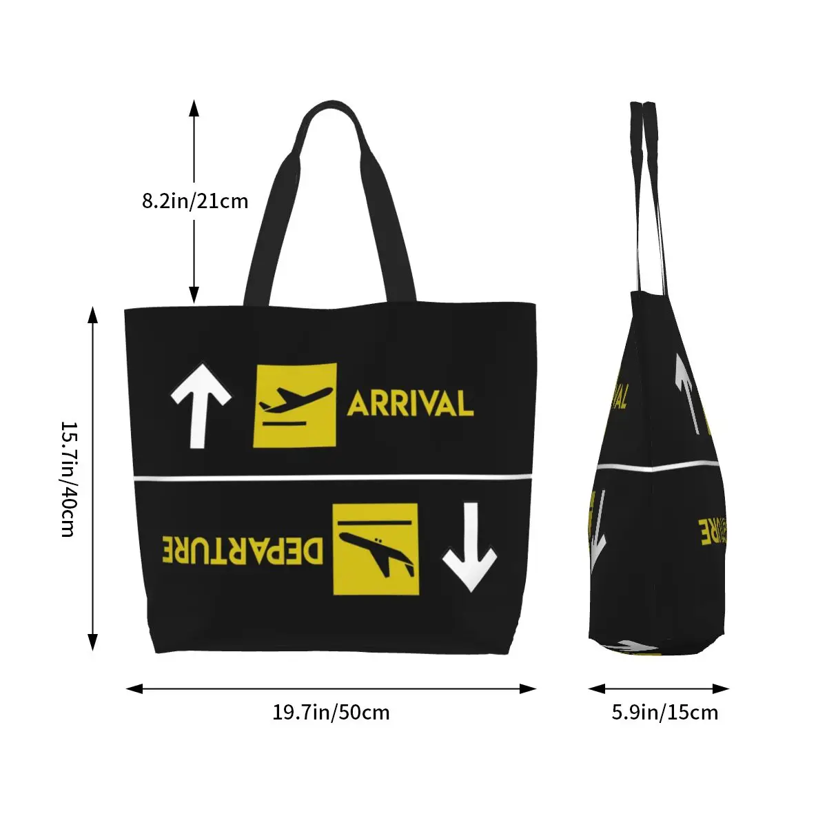 Aviation Departures Arrivals Shopping Tote Bag Canvas Large Capacity Shoulder Bags Shopper Grocery Handbag for Women