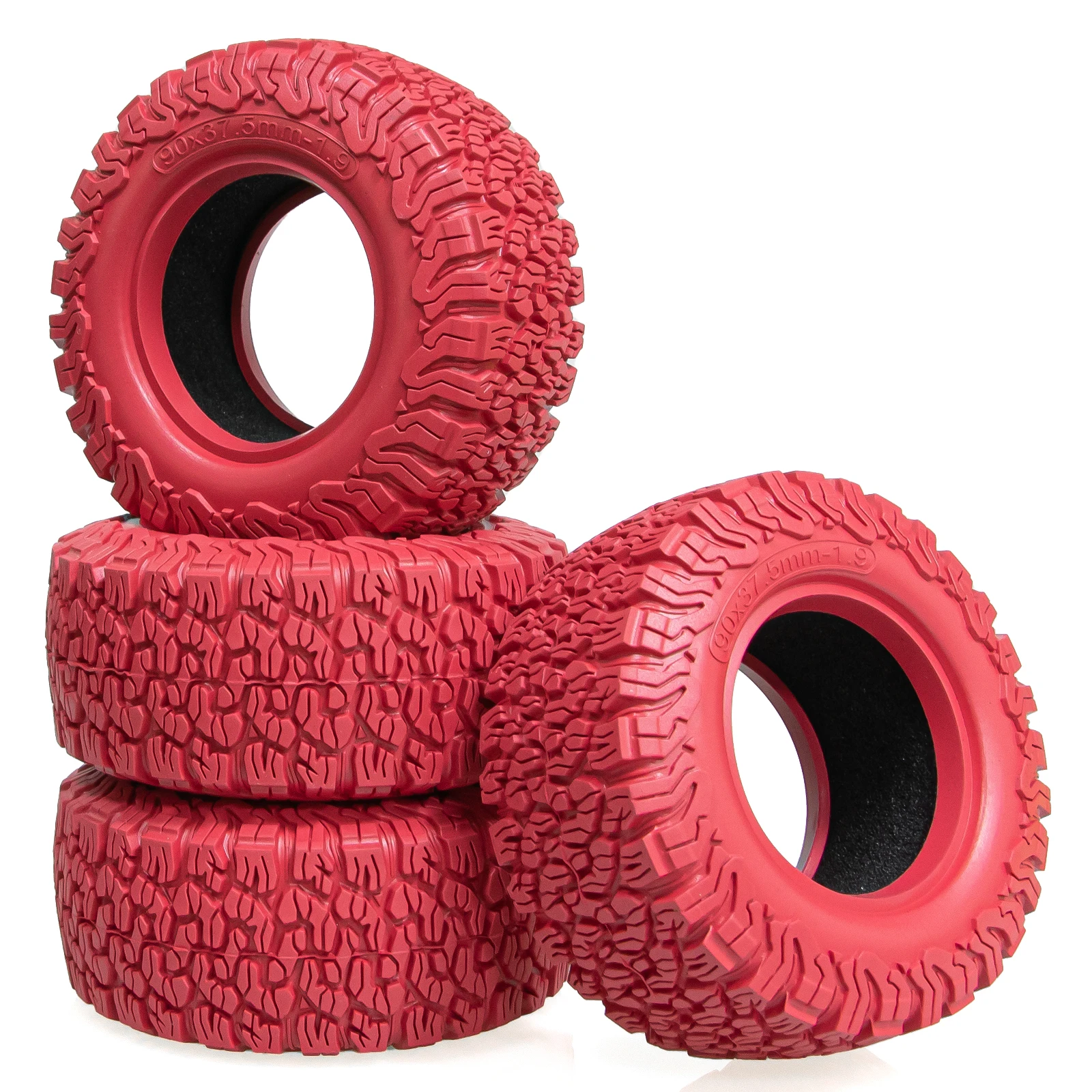 

OKHL 4Pcs 90x37.5mm 1.9 Inch RC Crawler Tires with Foam Inserts for 1/12 MJX HYPER GO H12y H12p MN128 1/10 Axial D90 Upgrade