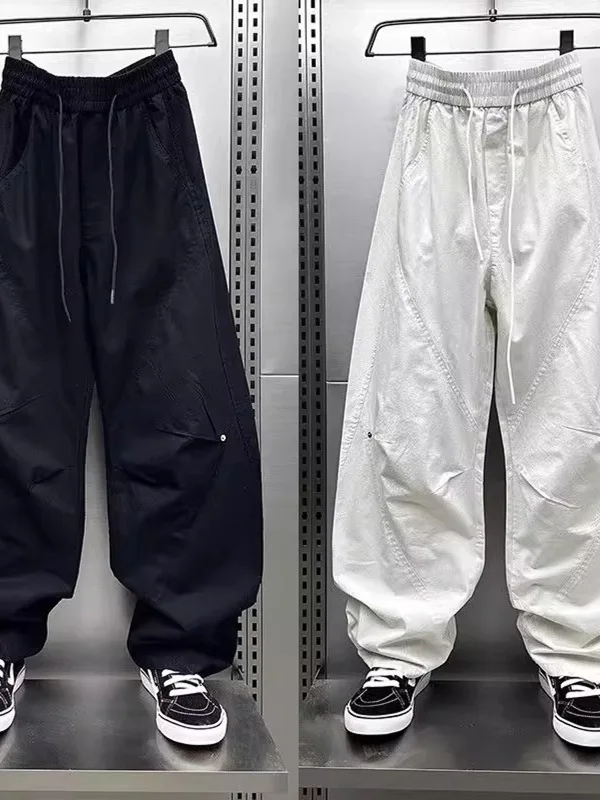 

Мужские летние повседневные брюки больших размеров 300 Pou от американского модного бренда: свободные, широкие, зауженные, с завязками, дышащие, из хлопка