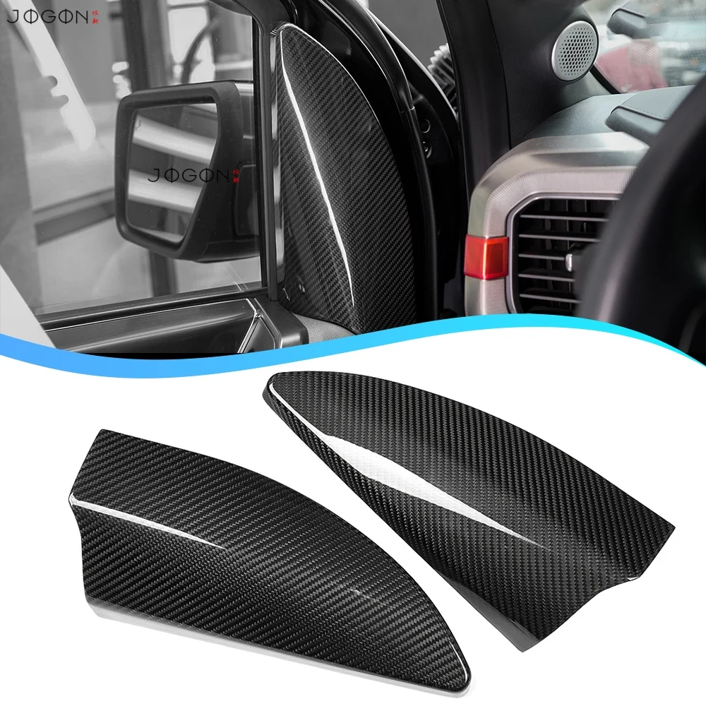 

100% Real Carbon Fiber Automotive Interior Window Triangle Cover Panel A Pillar Trim Protection Decoration For Ford F-150 F150