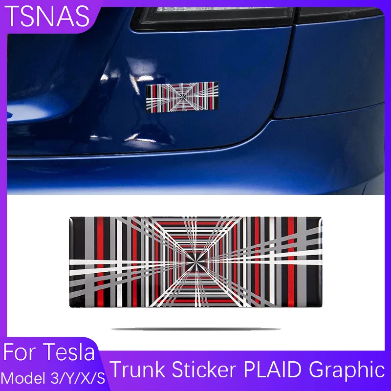 

Trunk Sticker PLAID Graphic For Tesla Model 3 X Y S 3D Car Styling Trunk Fender Body Logo Decals Decoration Accessories New