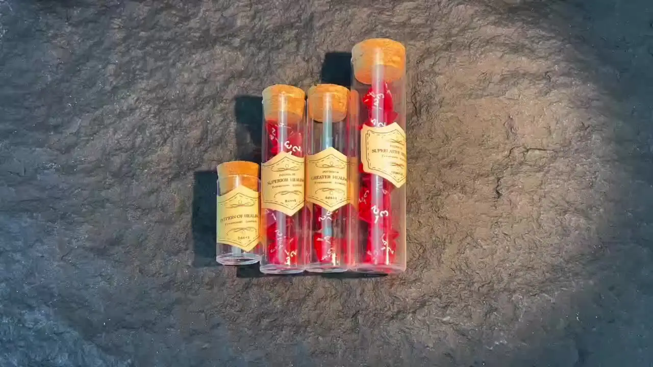 Jeu de dés D4 24 pièces pour RPG DND, dés polyédriques sur le thème de la Potion de guérison, dés en résine de jeu de table D & D MTG