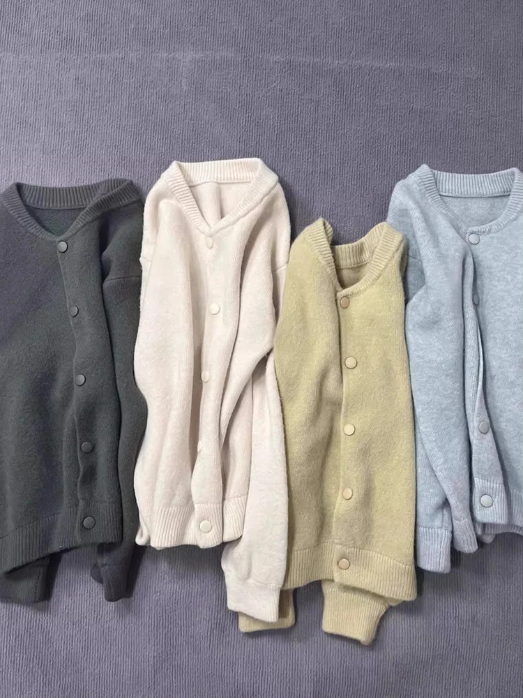 

Pure Color Knitted Long Sve Open Cardigan Comfortable Soft Casual Versatile Slimming Autumn Outerwear Women's Faion Top