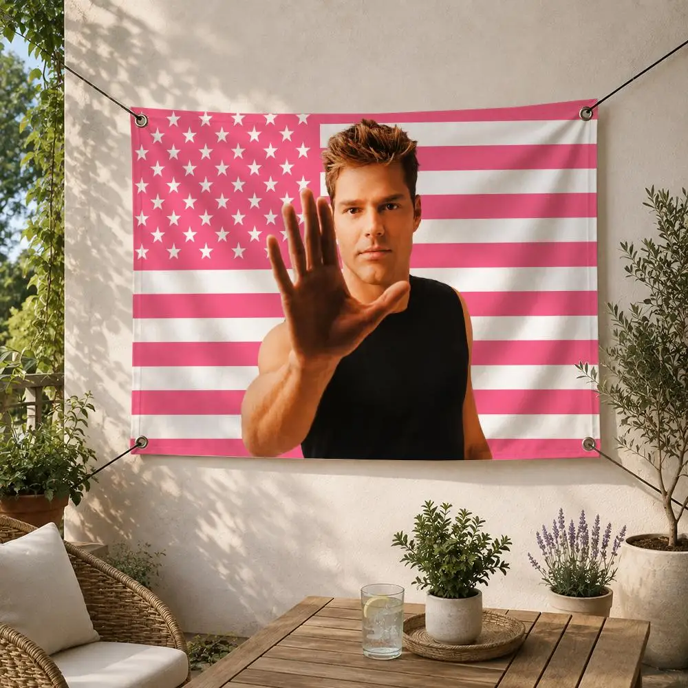 Singer R-Ricky Martin Flags Decorative Flag Banner for Outdoor Garden Yard Camping Party Home Wall Hanging Decor