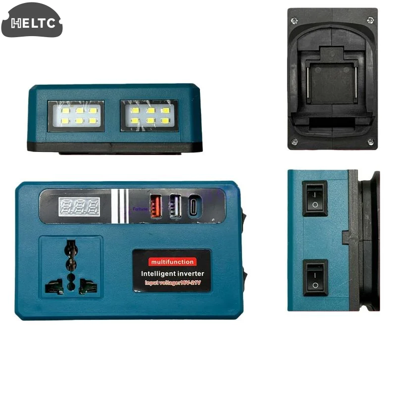 1Pcs 12.5cm LED Mini Intelligent Inverter Power Converter Portable 120W 21V Lithium Battery Inverter With 3 USB Ports