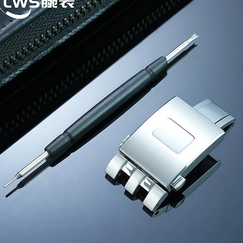 

For IWC Pilot Steel Belt Original Male Mark 18 Steel Belt Folding Buckle Steel Belt Watch Buckle Accessories 18MM 20MM