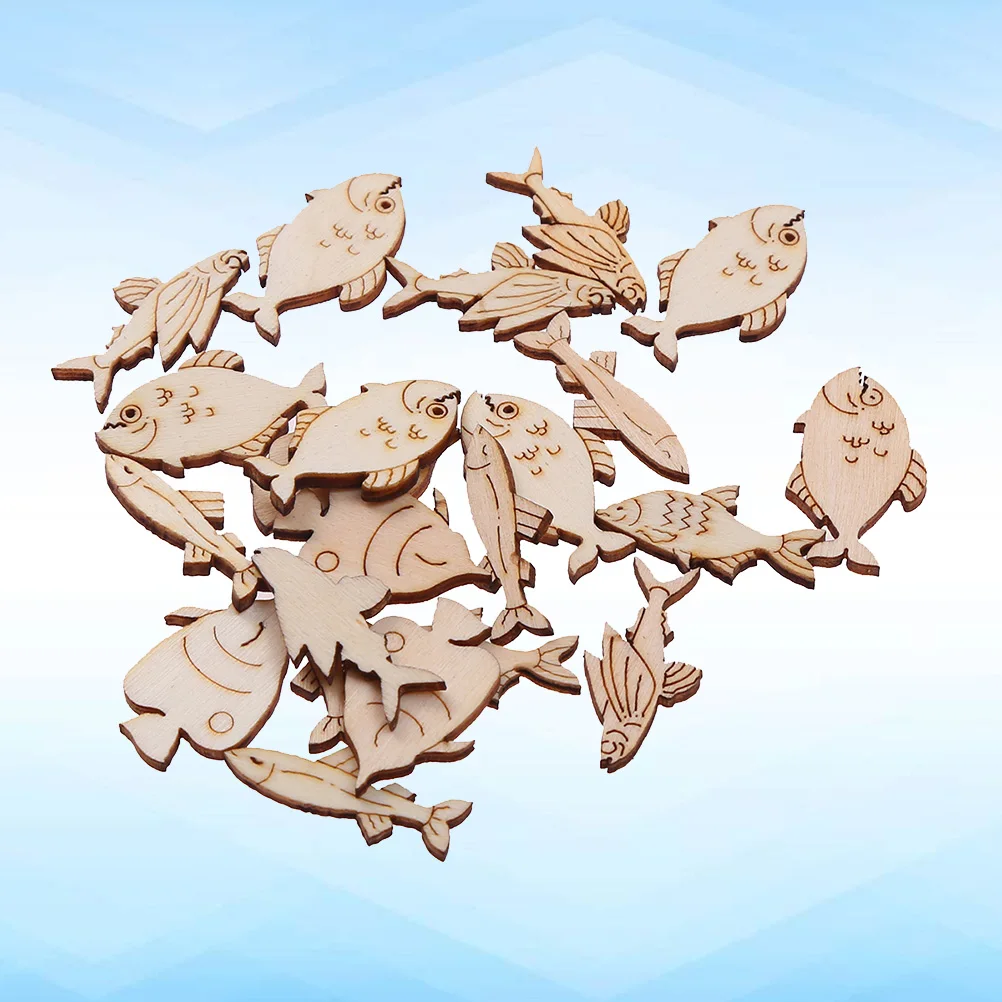 20Pcs Wooden Fish Slices DIY Paint Craft Decorations for Home Wall Window Door Table Ornaments Wooden DIY Accessories
