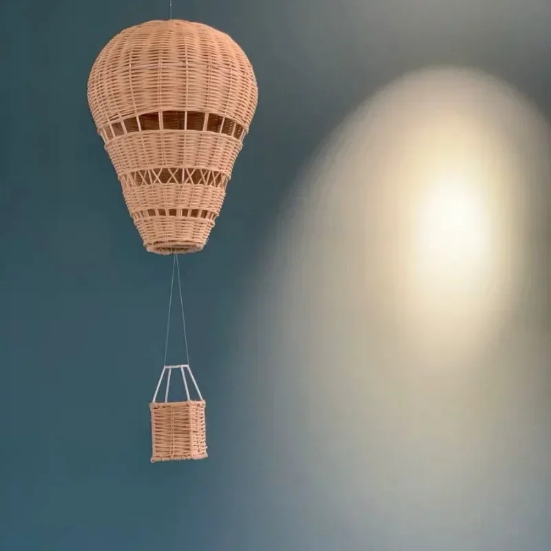 Hand-woven Rattan Hot Air Balloon Ornament for Baby Bedroom Decor Baby Photograph Prop Window Wall Hanging Kawaii Home Decor