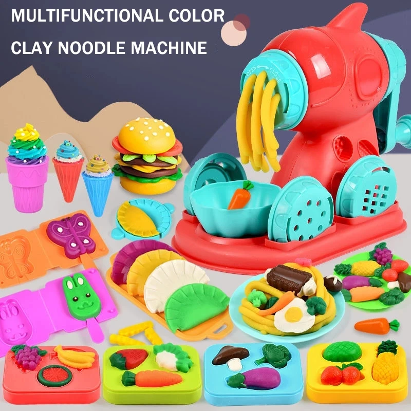 Colorful Plasticine Making Toys Creative DIY Handmade Mold Tool Ice Cream Noodles Machine Kids Play House Toys Colored Clay Gift