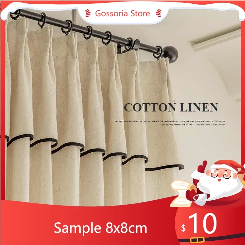 

Sample Custom Cotton Linen Curtains Side Black French Window Curtain For Living Dining Room Bedroom Japanese Blackout Drapes
