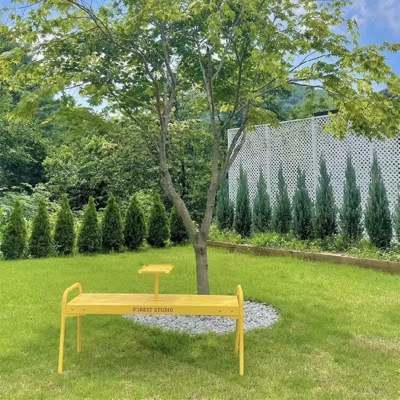 Factory Direct 2026 ins Korea Outdoor Bench Park Bench Milk Tea Coffee Shop Gym Rest Stool Shopping Mall Iron Seat Chair