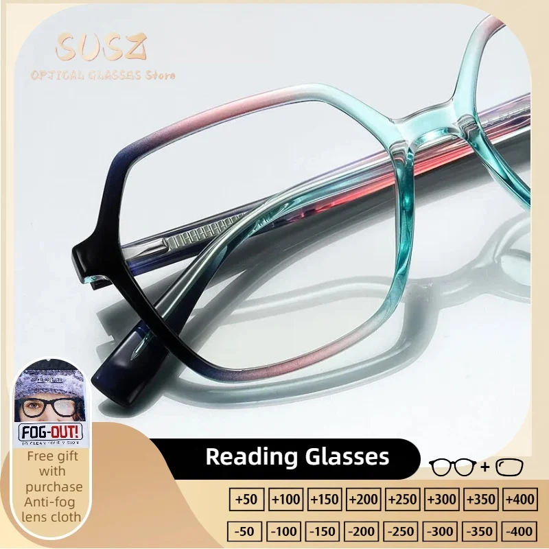 

SUSZ Polygon Multiangular Frames Progressive Multifocal Anti-Blue Light Reading Glasses Fashion Myopia Prescription Eyeware