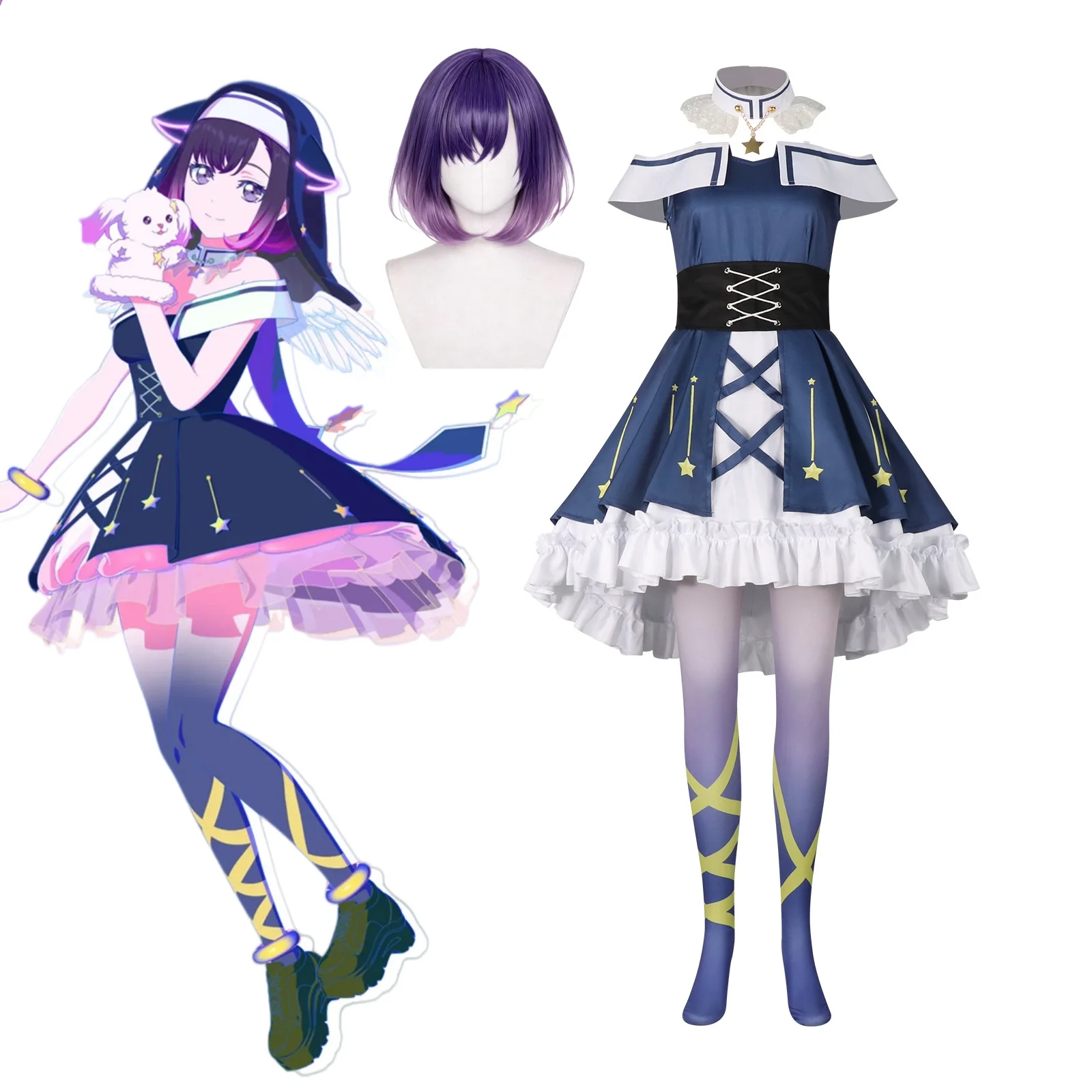 Anime BanG Dream! Fuji Miyako Cosplay Costume Wig Halloween Party Suit Stage Costume