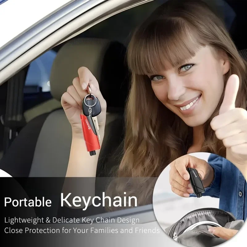 Safety Hammer Car Emergency Rescue Kit Key Chain Knife Life Saving Seat Belt Cutter Window Breaker Glass Emergency Hammer image 5