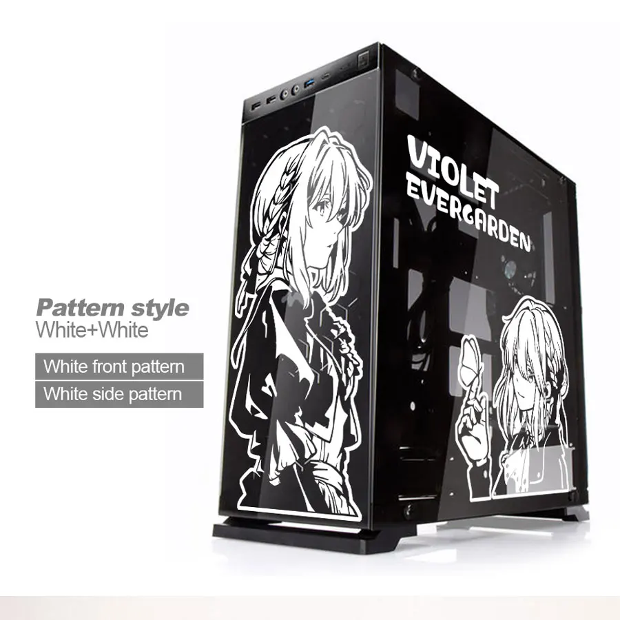 Violet Evergarden Anime Stickers for PC Case,Japanese Cartoon Decor Decals for ATX Computer Chassis Skin,Easy Removable view 5