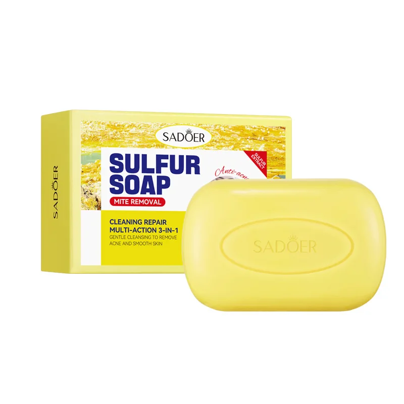 1Box Sulfur Anti Mite Soap Cleansing the Body Handmade Soap Turmeric Acid Kojico Foam Moisturize Control Oil And Prevent Dry