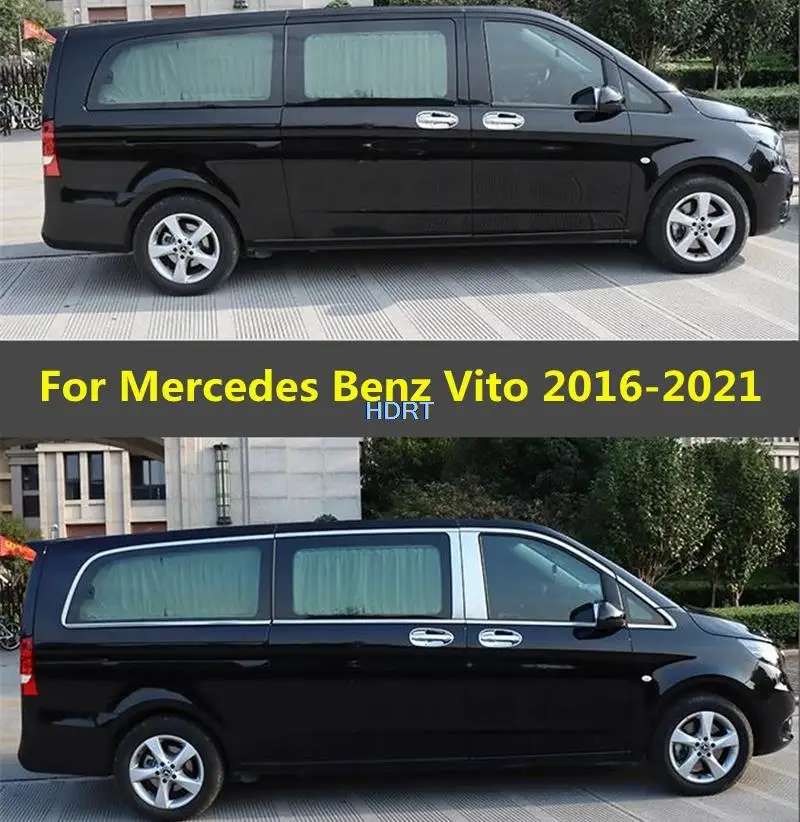 

Stainless steel car style brachyaxis window frame trim moulding Protector Cover Strip For Mercedes Benz V-Class Vito V260 2016 +
