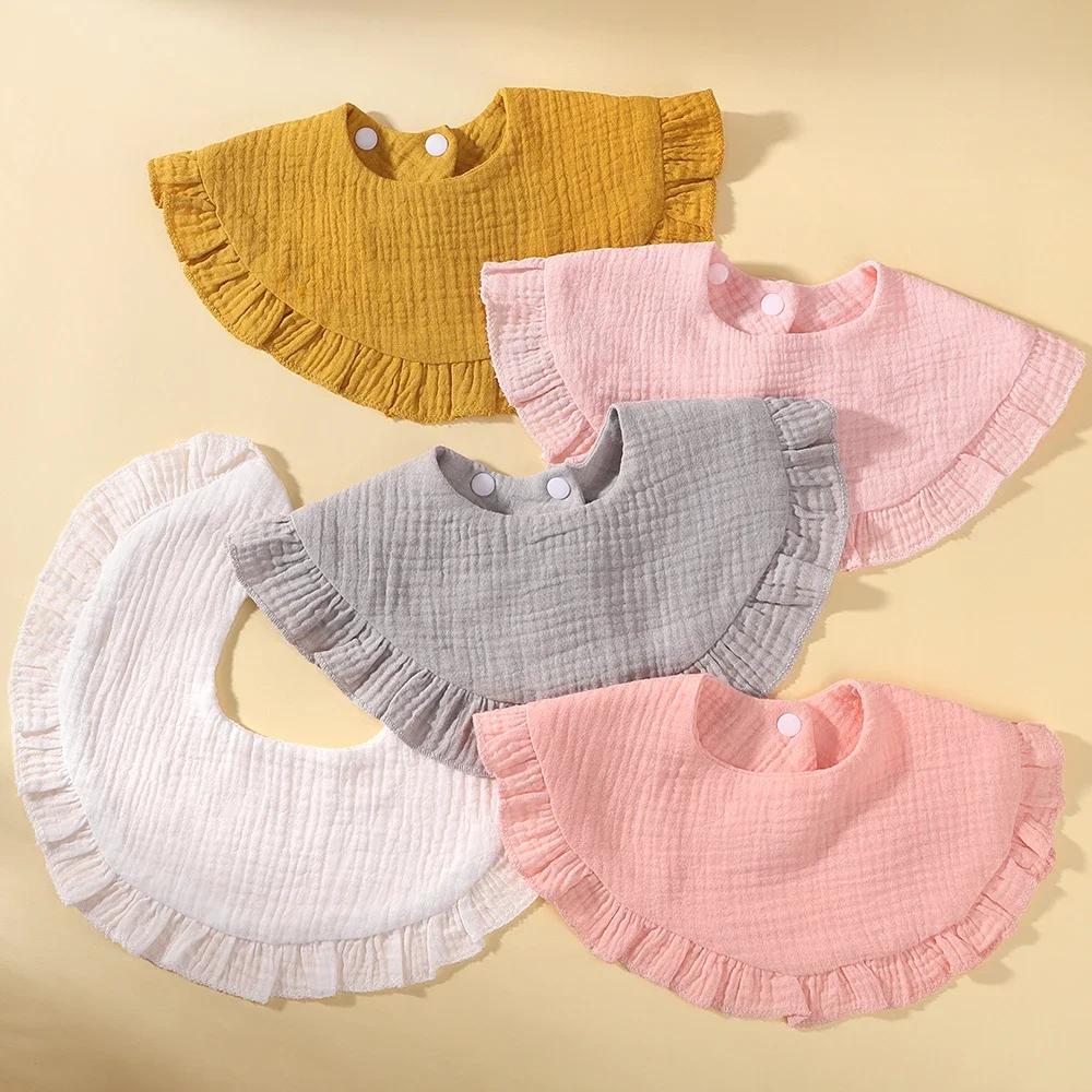 3 Styles Newborn Bibs Infant Burp Cloths Baby Stuff Feeding Drool Bandana Saliva Towel Toddler Ruffle Solid Baby Bib Accessories