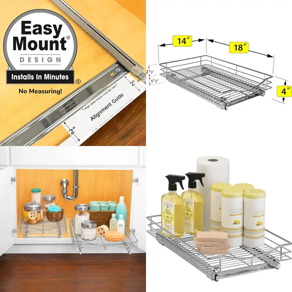 

Выдвижной органайзер для кухонных полок 14 x 18 дюймов - хромированная отделка