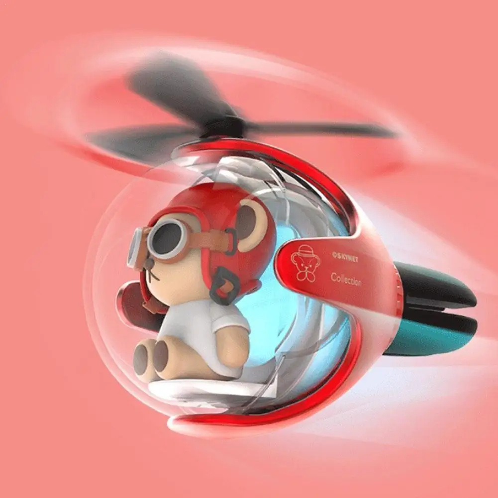1PC Cartoon Bear Car Fragrance Rotate Propeller Plane Car Ornament Vent Decorations Cool Fun Accessories Air Freshener Car