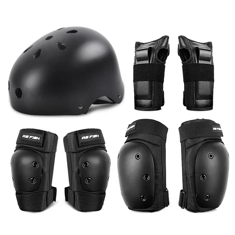 Professional Sports Roller Skating Protective Gear Knee Elbow Support Wrist Guard Helmet Set Skateboard Protector for Kids Adult