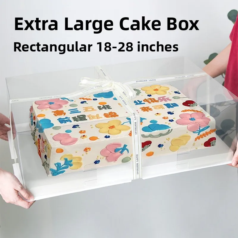 Large Size Rectangular Transparent Cake Box Opening Ceremony Graduation Party 28 Inch 26 Inch 22 Inch 40 60 50 70 Cake Packag...