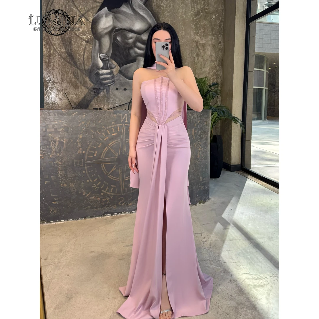 

Lumina Line A Women's Long Evening Dress 2026 Woman Muslim Luxury Evening Dresses for Special Occasions Tube Top Custom Made