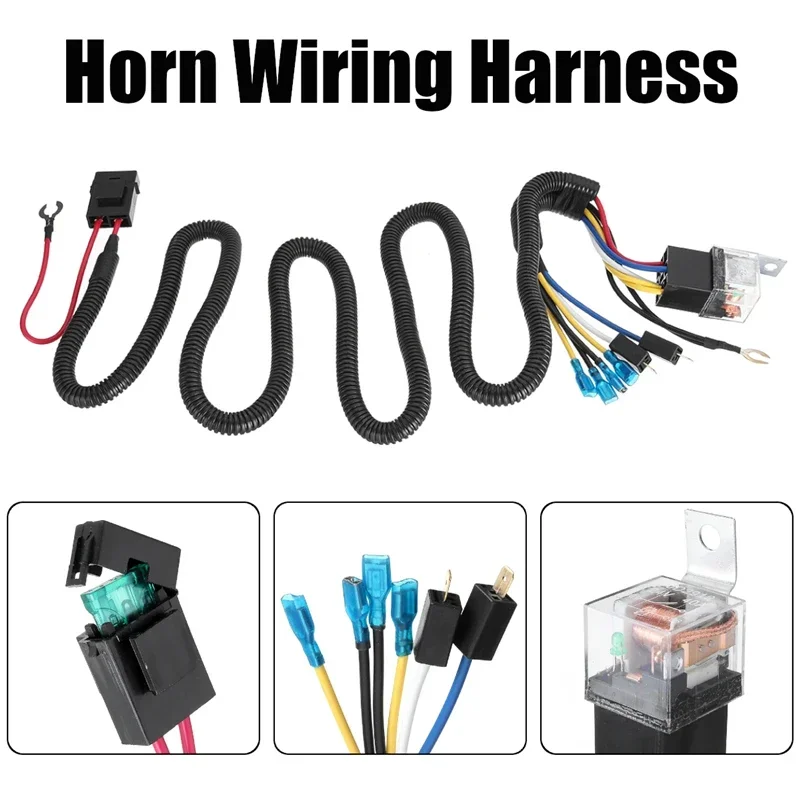 

Car 12V 40A Electric Horn Relay Wiring Harness Kit For Grille Mount Blast Tone Horns Hot Sell High Quality