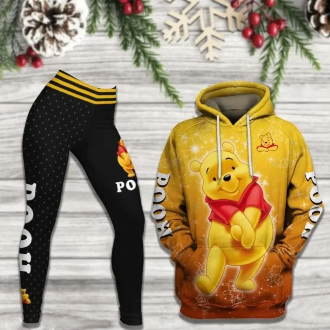 

New Personalized Disney Winnie the Pooh 3D Women's Hoodie and Leggings Suit Winnie Yoga Pants Sweatpants Fashion Sports Suit Set