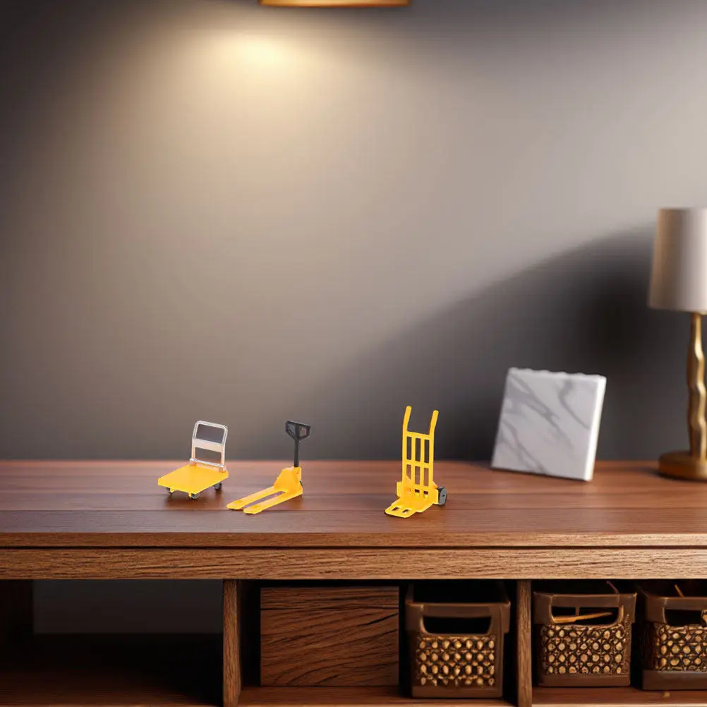 

3 набора миниатюрных ручных тележек-платформ для строительных работ, обучающие игрушки, миниатюрные ручные тележки-катушки