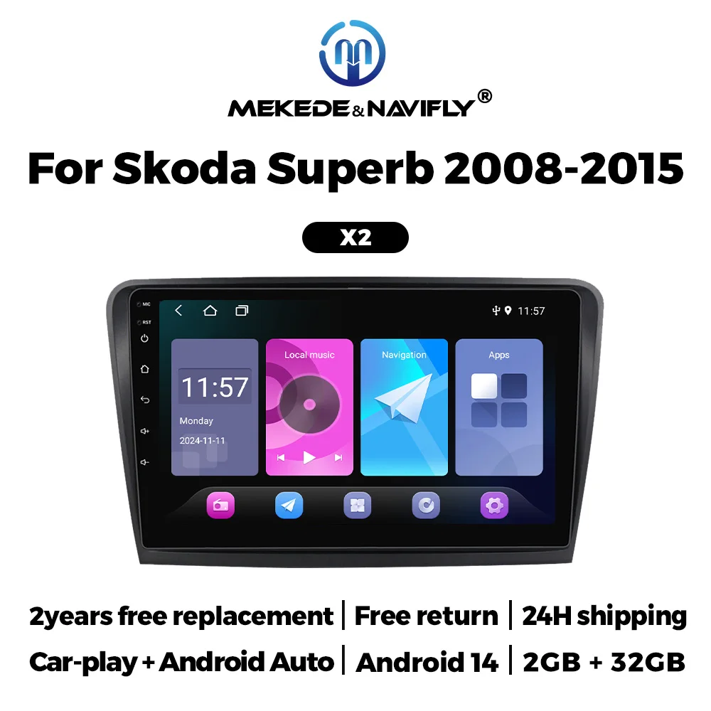 Android14 ips Touchscreen Autoradio Auto spielen Auto für Skoda hervorragende 2 b6 2008 2009 2010 2011-2015 Multimedia-Video-Player GPS Android 13 Automatisches Intelligentes System QLED Automatischer