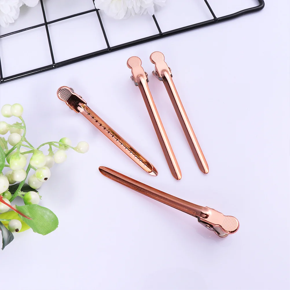 

24Pcs Hairdressing Sectioning Clips Stainless Steel Rose Gold Strong Hold Hair Clips for Salon Styling Home Barber Shop