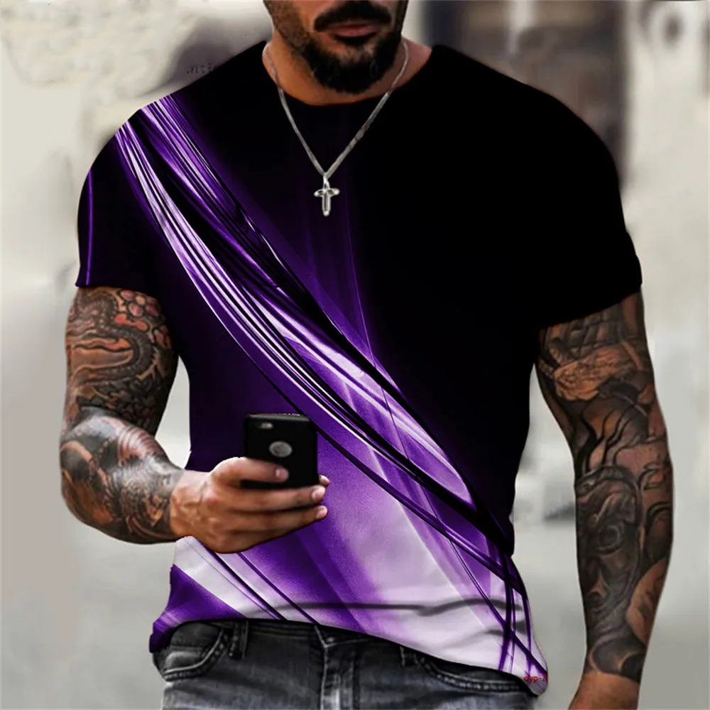 Black and White Striped Summer Men\'s Top Casual Everyday Top Street Fashion T-Shirt Large Size Quick Dry Loose Short Sleeve 5xl