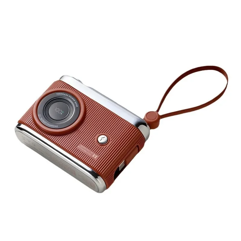 

Retro creative camera power bank 10000 mAh 22.5w fast charging with its own cable light and thin