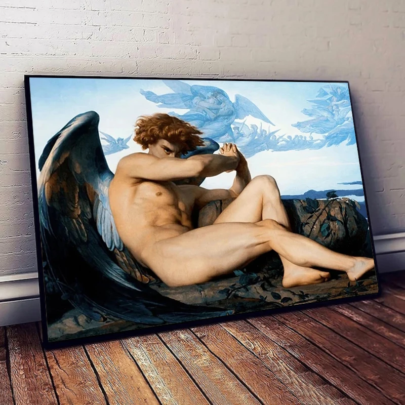 Vintage The Creation of Adam By Michelangelo Fallen Angel Canvas Painting Posters Prints Wall Art Picture Living Room Home Decor