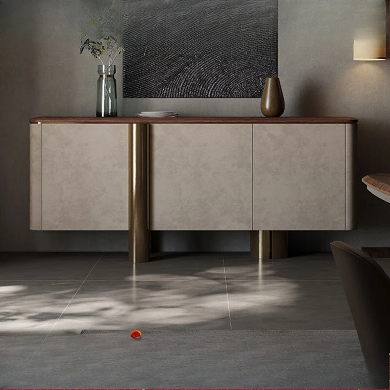 

Modern light luxury solid wood dining side cabinet large flat living room North American walnut tea storage cabinet