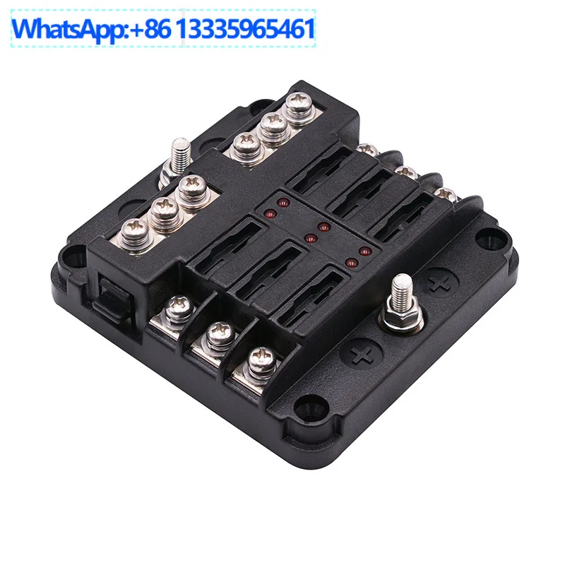 Cross-border direct supply car modification independent positive and negative 6-way fuse box RV boat yacht universal wiring scre