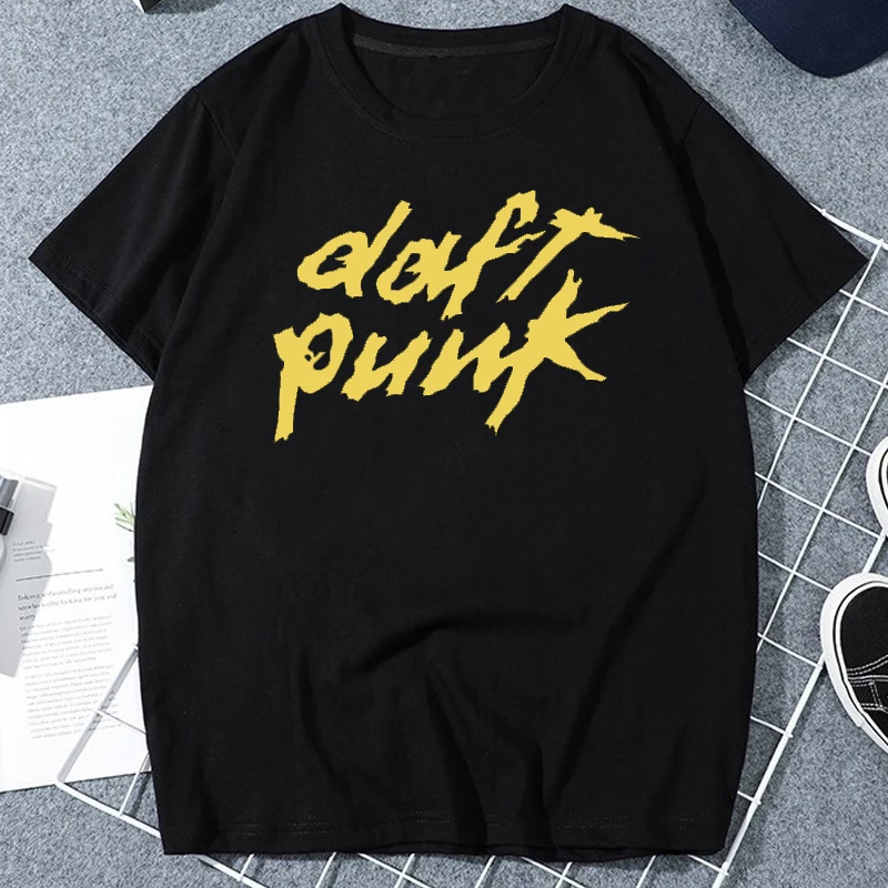 Daft Punk Printed Man Tshirt Cool Electronic House Music Streetwear Dance DJ Tops Vintage Male Short Sleeve Clothing Ropa Hombre