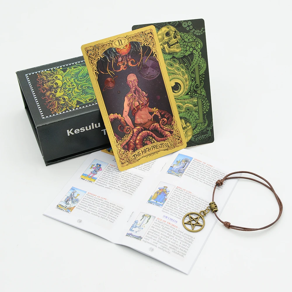 Mysterious New Gold Foil Tarot PVC Desktop Game Divination Card Gift Box Set New Box Hot Stamping Waterproof Paper Manual