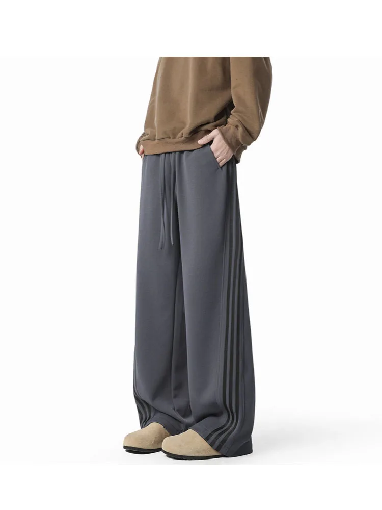 

Retro style wide leg casual pants for men and women, striped design, loose elastic pants, size reference size chart