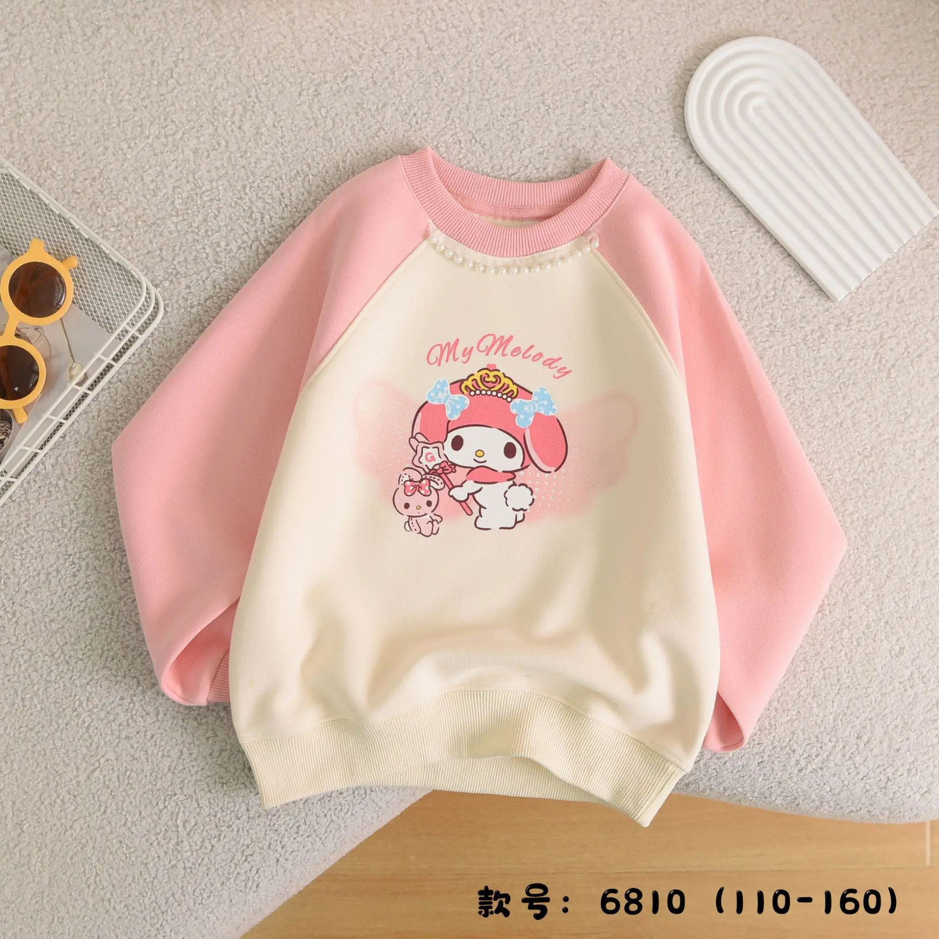 Kawaii Cinnamoroll Hoodie Girls Sanrio Kuromi My Melody Autumn Children Loose Round Neck Cartoon Casual Long Sleeves Kid Gift