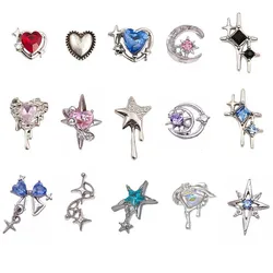 10Pcs Alloy Moon Star Surrounding Planets Nail Art Charms Luxury Punk Starlight Jewelry Accessories For Manicure Nail Decoration