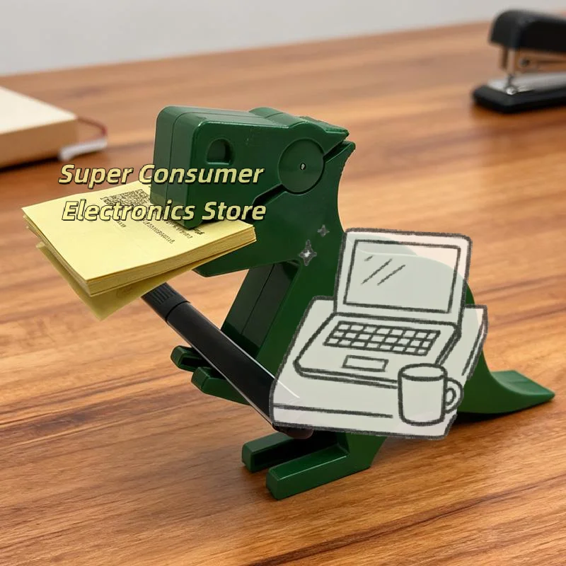 Green Dinosaur Memo Clip - Cute Desktop Organizer for Notes & Business Cards, Fun Table Decor Gift